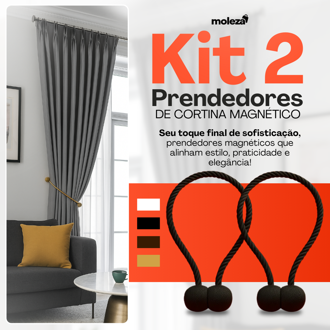 Kit 2 Prendedores De Cortina Magnético
