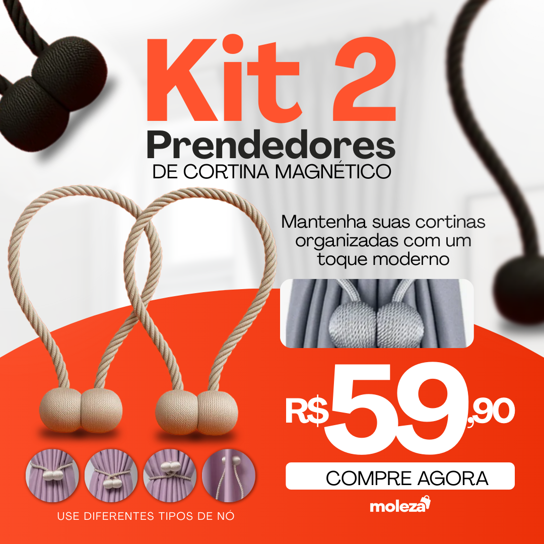 Kit 2 Prendedores De Cortina Magnético