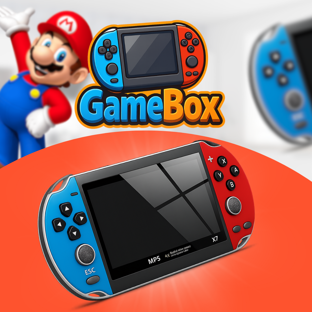 GameBox - Videogame Portátil 500 Jogos Retro e 3D + Fone de Ouvido Sortido