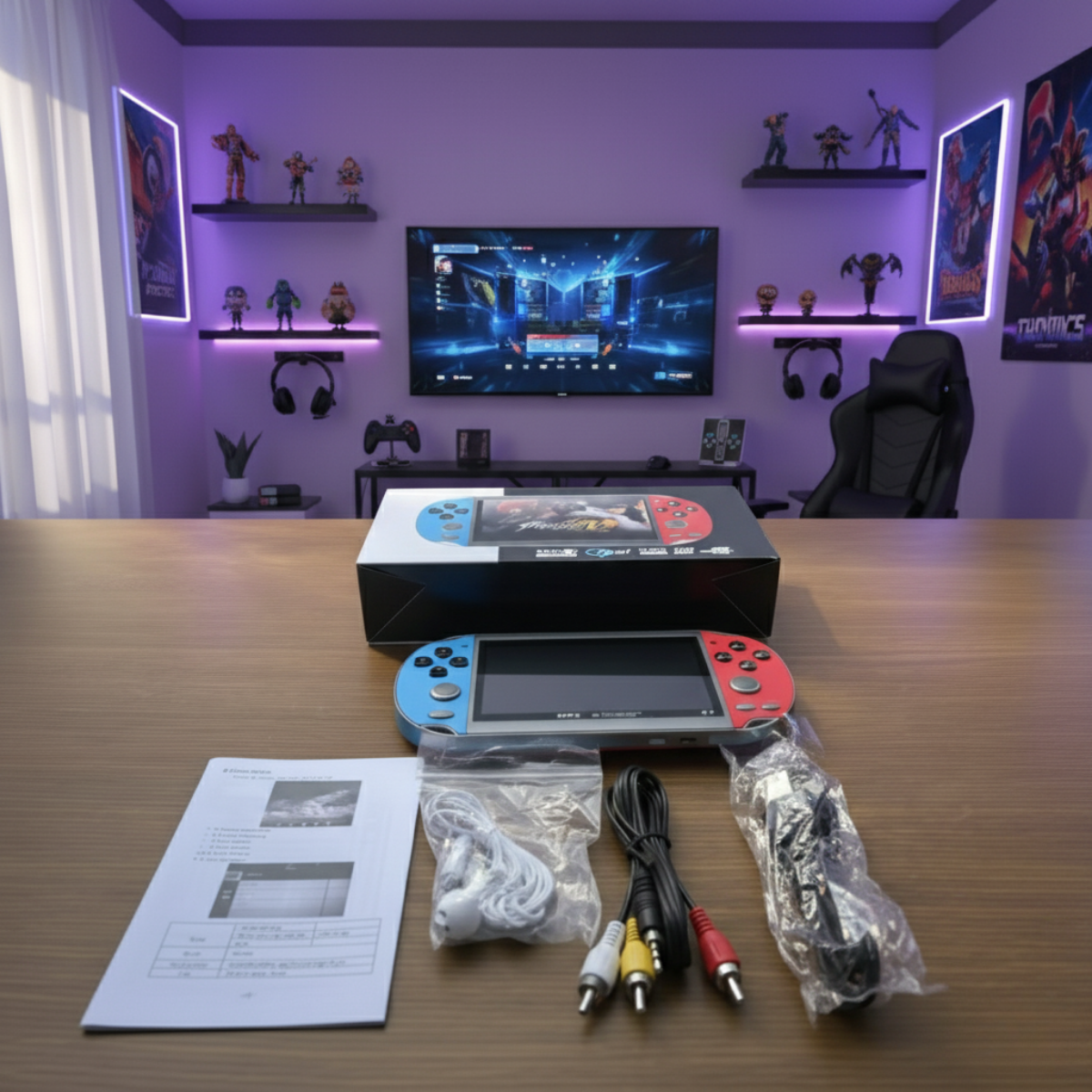 GameBox - Videogame Portátil 500 Jogos Retro e 3D + Fone de Ouvido Sortido