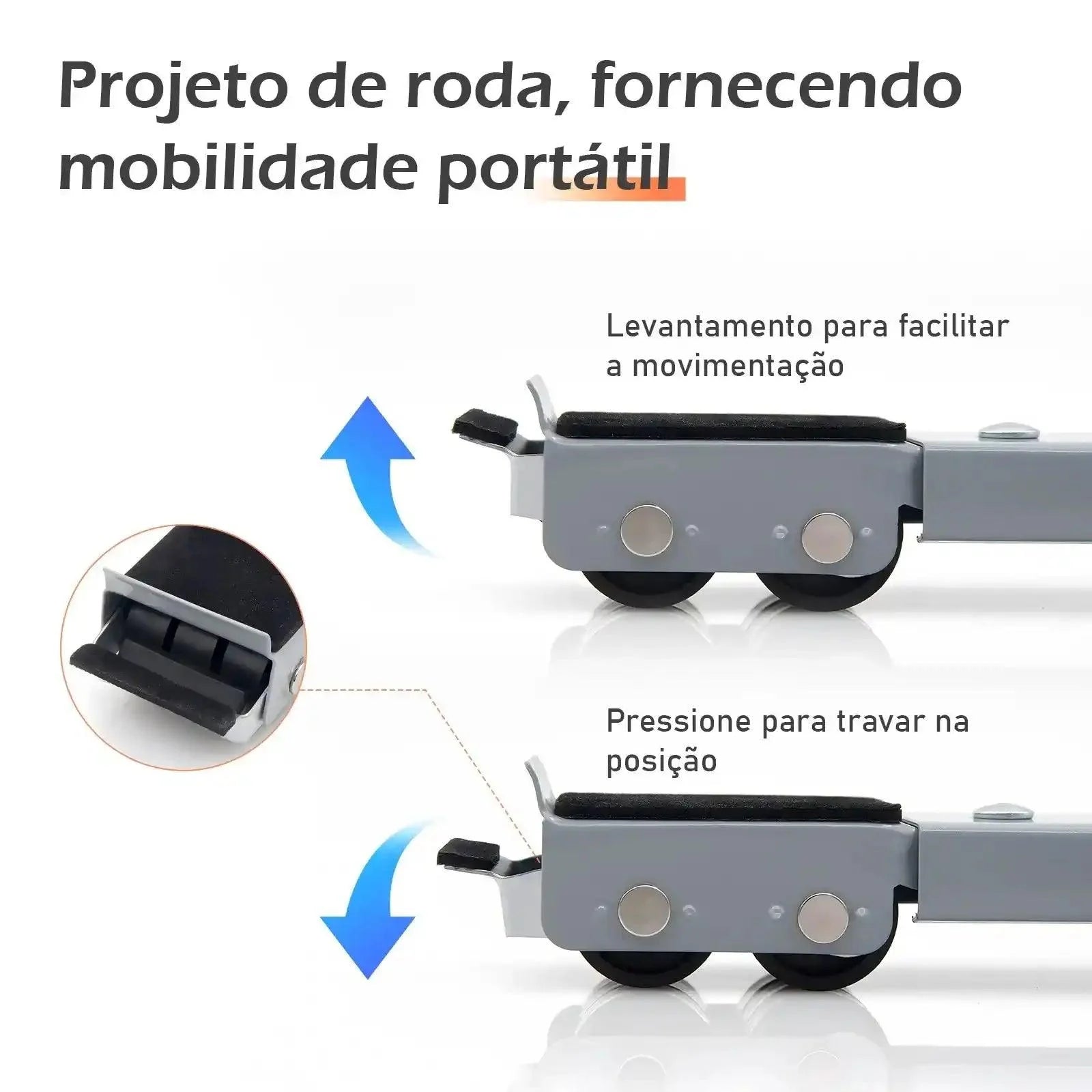Suporte com Rodas e Travas – Para Móveis e Eletrodomésticos Pesados